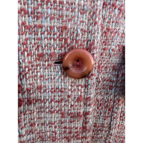 Cynthia by Cynthia Steffe Coral Tweed Mid Length Jacket Size MEDIUM Wool Blend - Picture 3 of 11